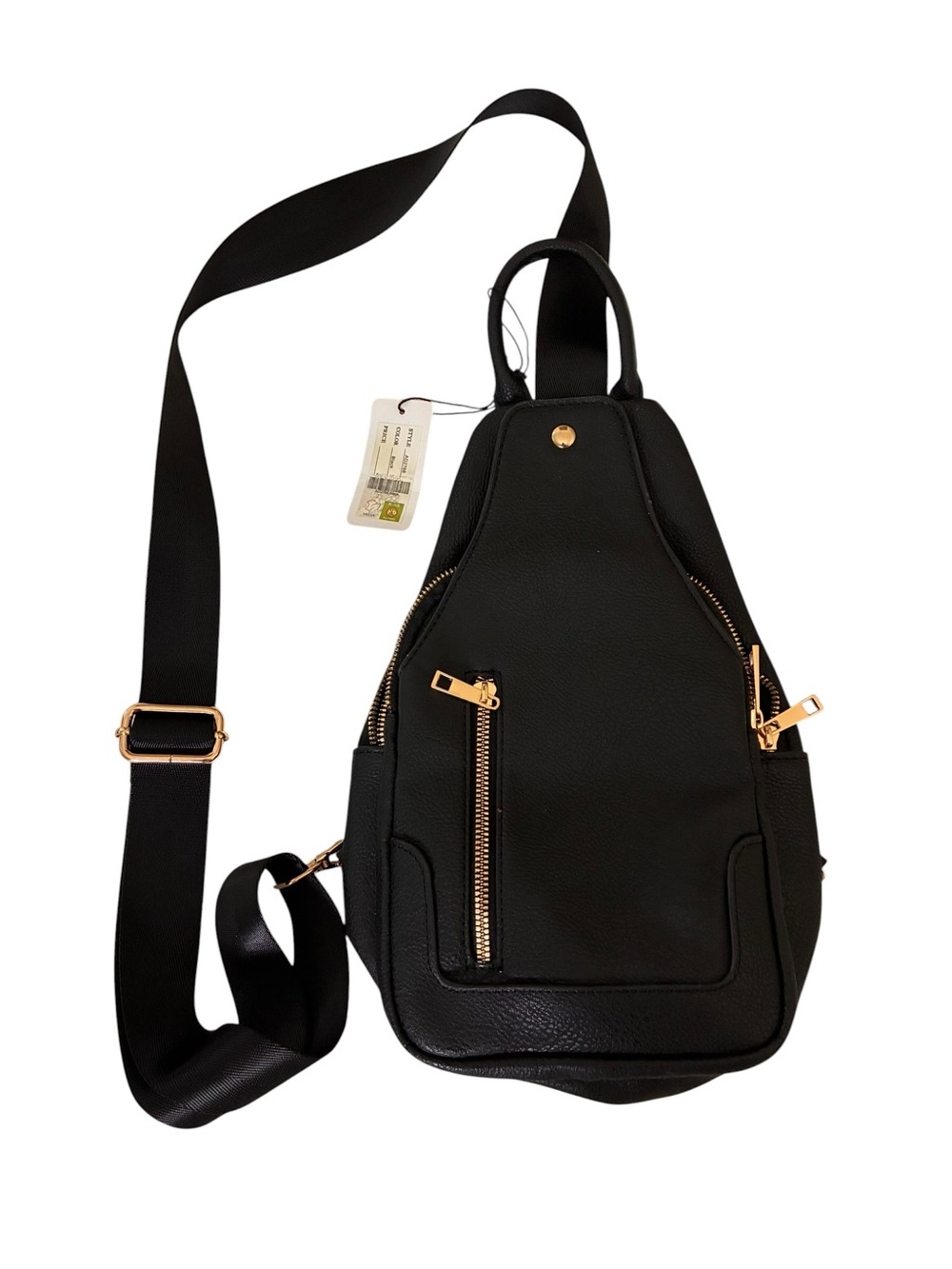 NEW Fashion sling backpack vegan leather gold hardware wide adjustable strap